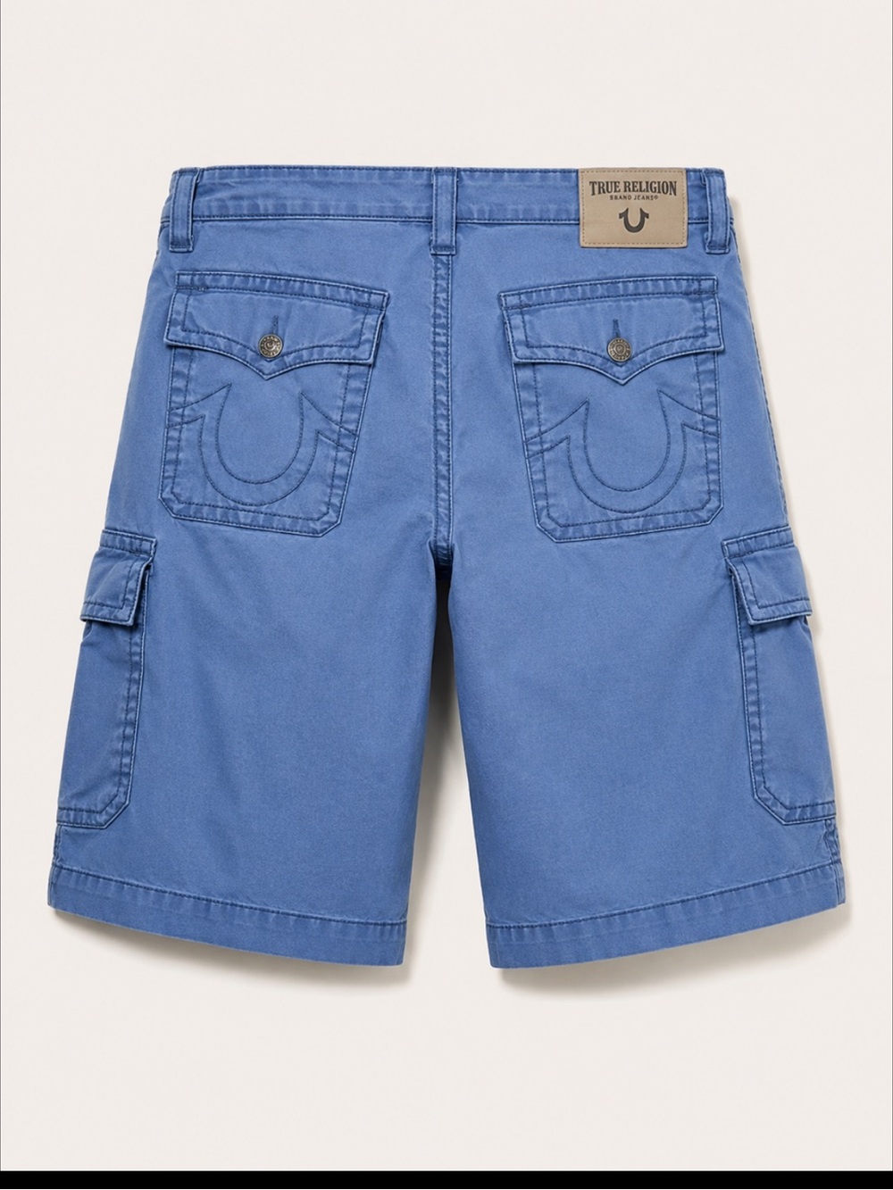 True Religion Big T Cargo Shorts Mens 42 Blue Baggy Y2K Streetwear
